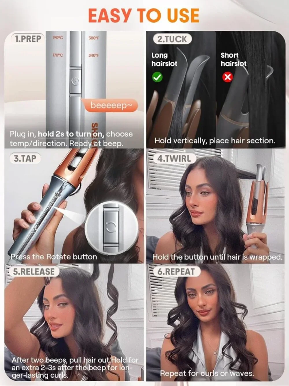 Automatic Curling Iron for Women - 1 Inch Gold Hair Curler, Perfect Gift Idea